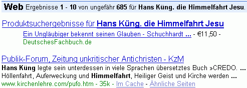 Hans Küng. die Himmelfahrt Jesu bei G.