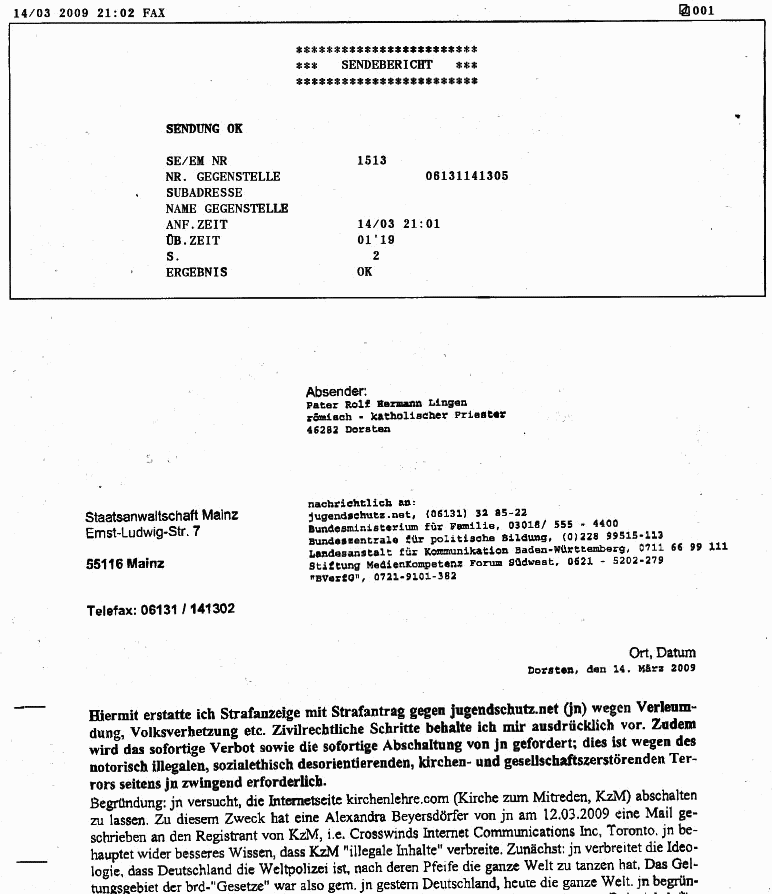 Fax an jugendschutz.net