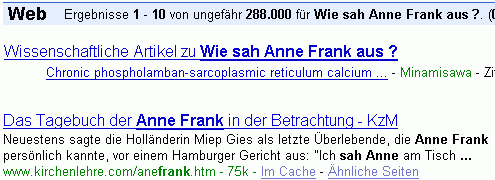 Wie sah Anne Frank aus ? bei G.