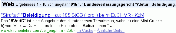 Bundesverfassungsgericht "Abitur" Beleidigung bei G.