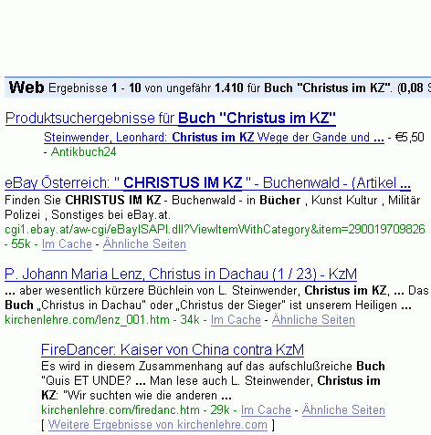 Buch "Christus im Kz" bei Google