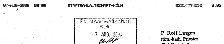 Nicht Staatsanwaltschaft Köln, 2